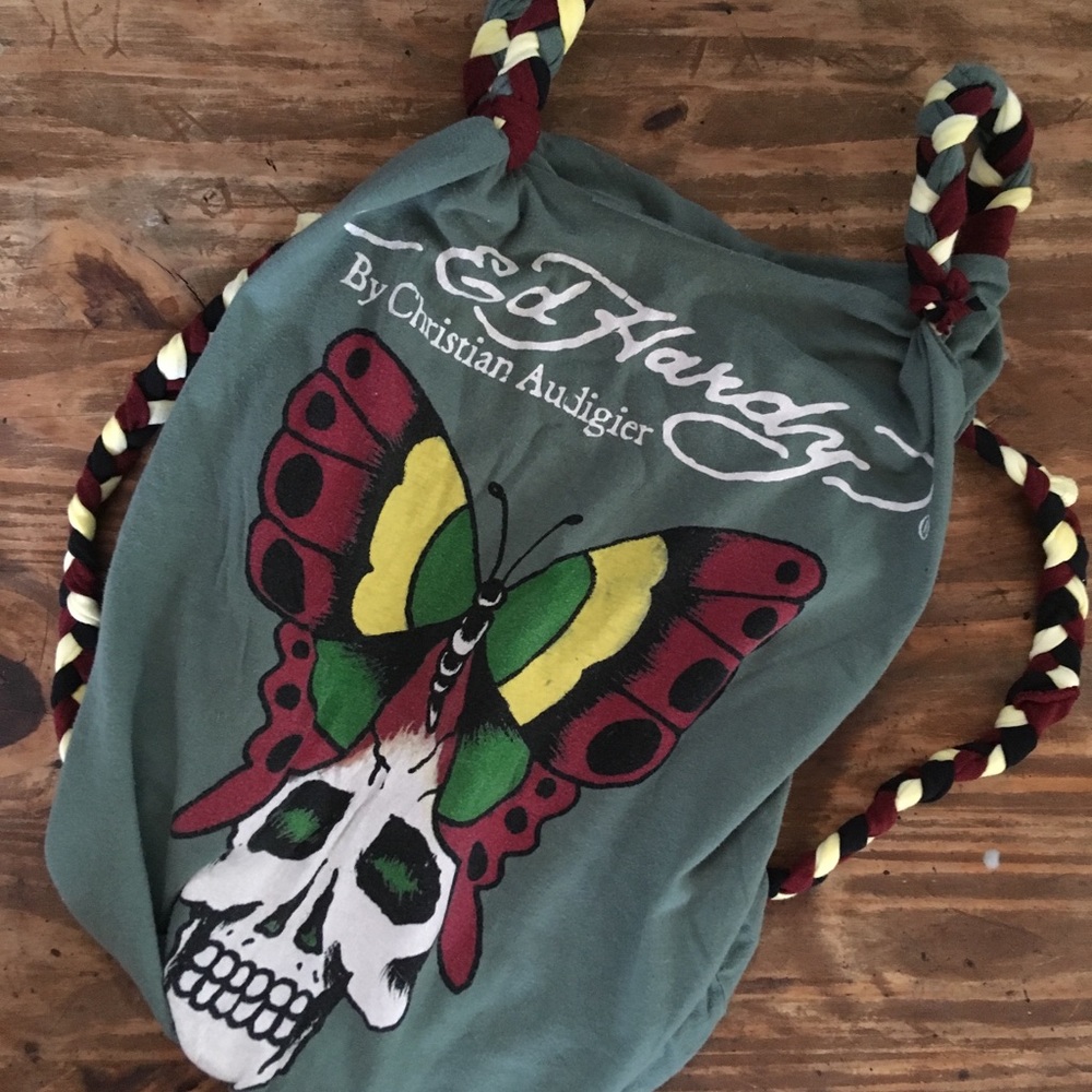 TEE BAGS Handmade Upcycled Bag - Ed Hardy Design